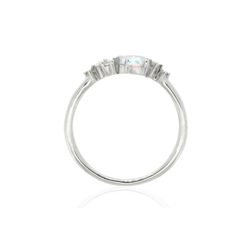 Lab Created Opal &amp; White Sapphire Stack Ring in Sterling Silver – Image 2 of 4