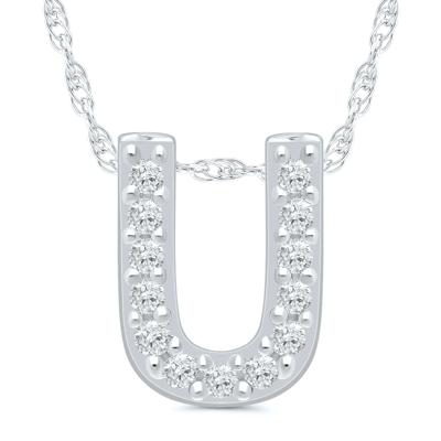 Diamond Accent Initial U Pendant in 10K White Gold