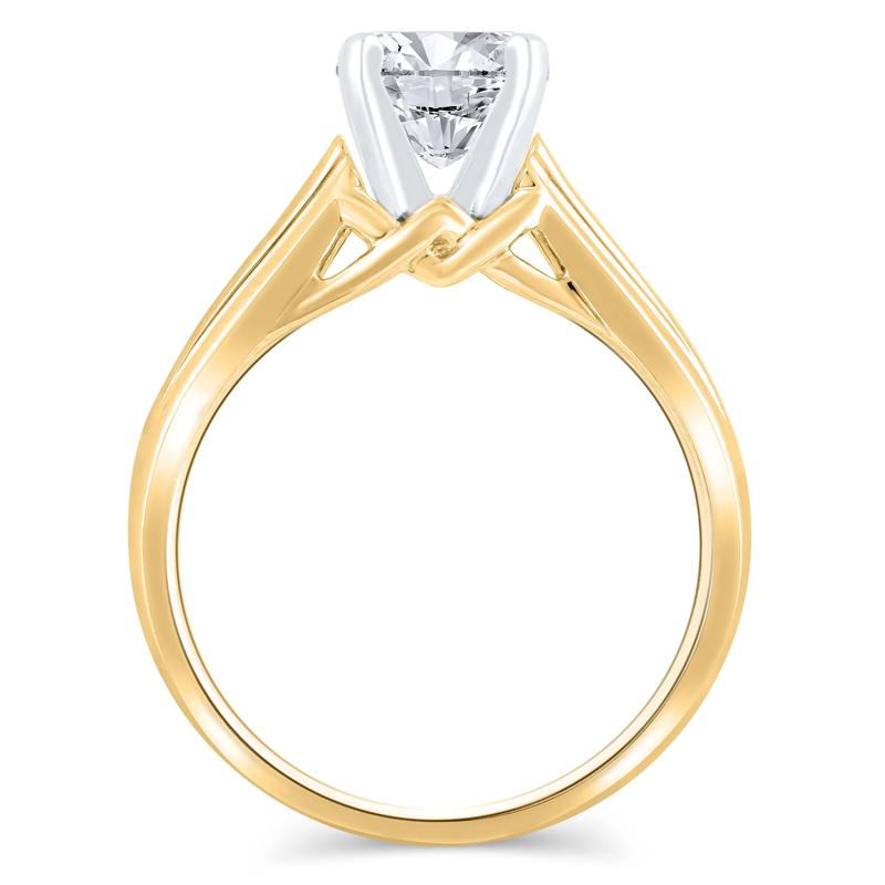 Wide-Shank Semi-Mount Engagement Ring in 14K Yellow Gold &#40;Setting Only&#41; – Image 3 of 6