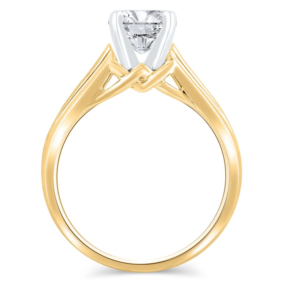 Wide-Shank Semi-Mount Engagement Ring in 14K Yellow Gold (Setting Only) – Image 3 of 6