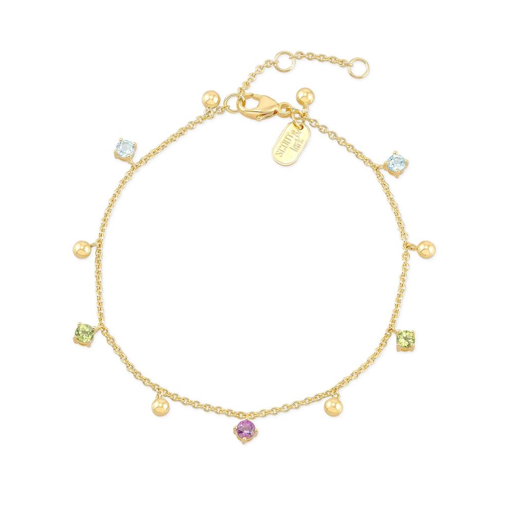 Purple Amethyst, Peridot, Topaz &amp; Beaded Bracelet in Vermeil, 7.5" – Image 2 of 2