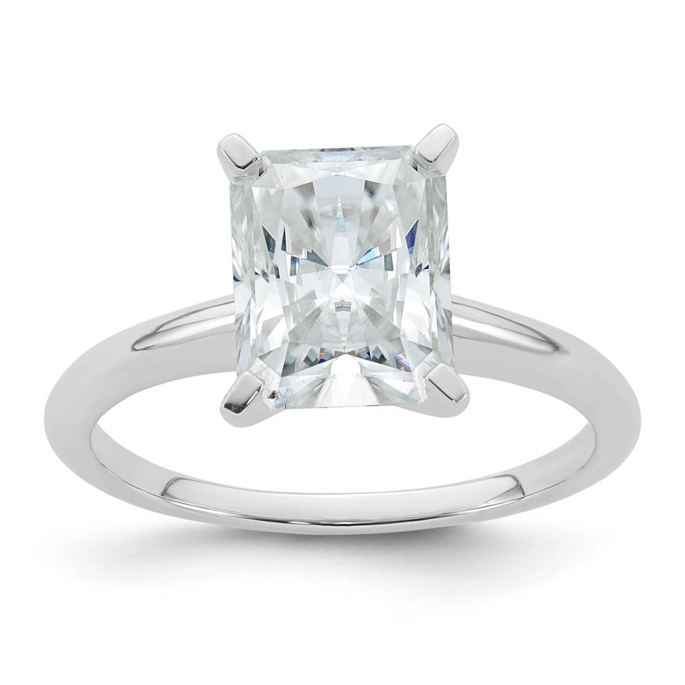 Lab-Created Moissanite Long Radiant-Cut Solitaire Ring in 10K White Gold (2 ct. dew) – Image 1 of 3