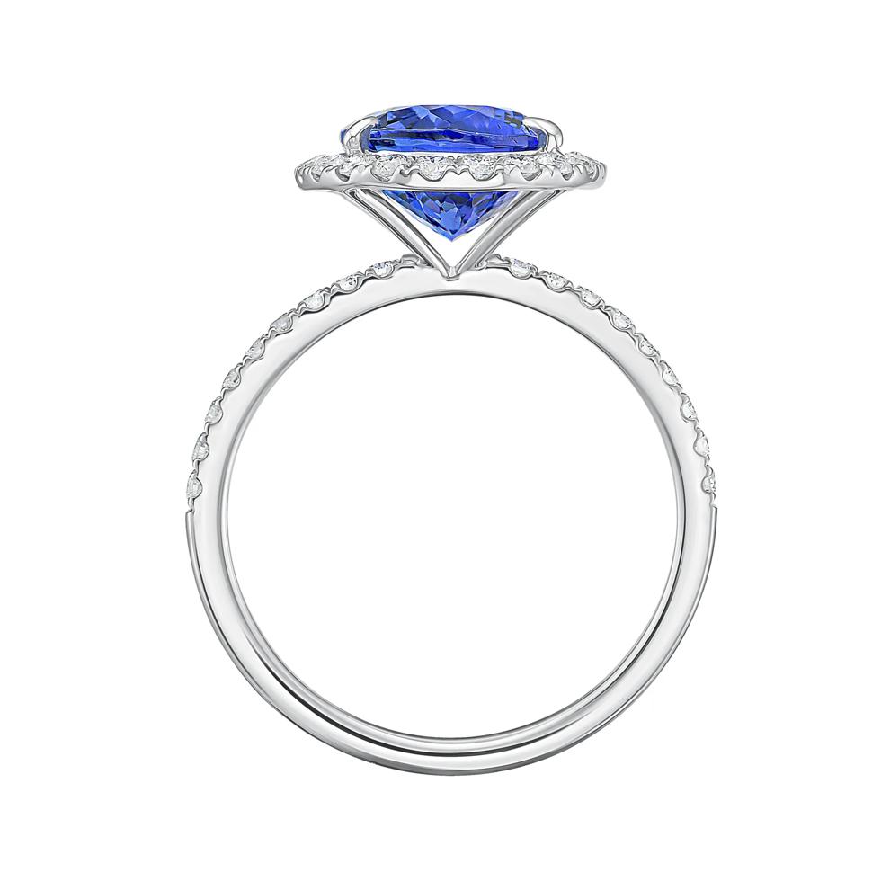 Tanzanite &amp; Diamond Halo Ring in 14K White Gold (3/8 ct. tw.) – Image 2 of 3