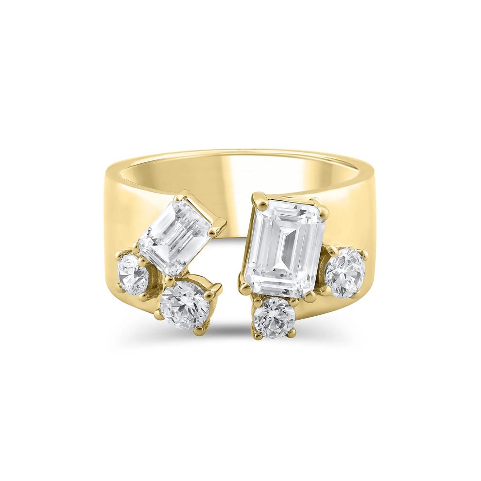 Lab Grown Diamond Multi-Shape Emerald-Cut and Round Band in 14K Yellow Gold (2 ct. tw.) – Image 1 of 3