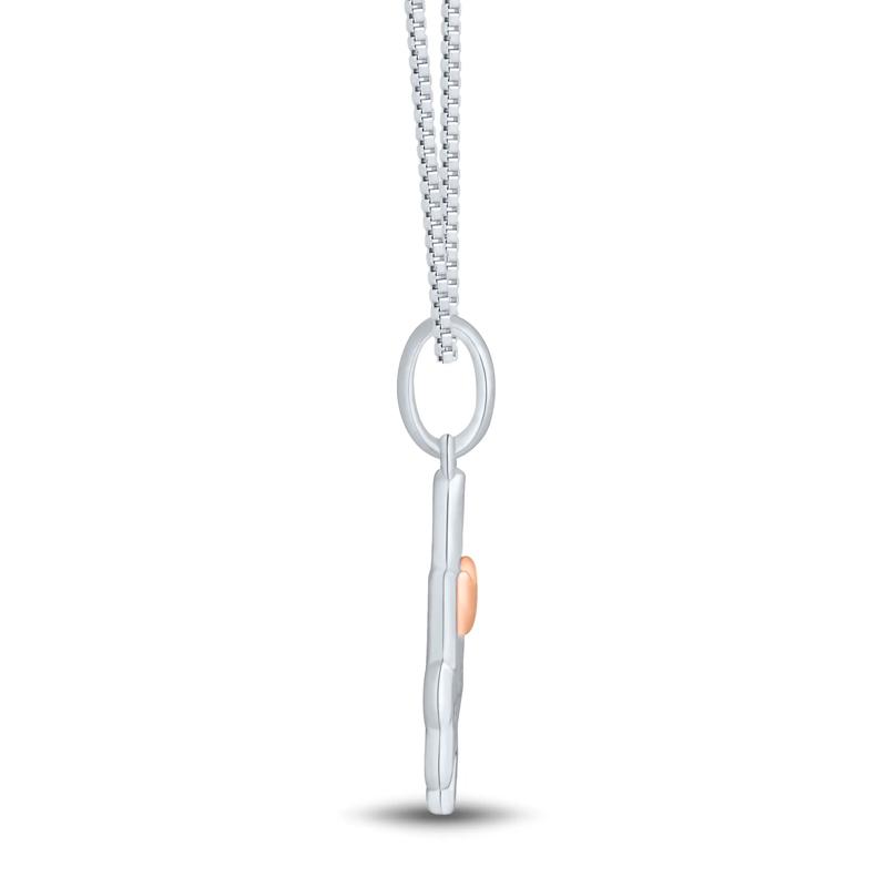 Mother Puzzle Piece Diamond Accent Pendant in Sterling Silver &amp; 14K Rose Gold – Image 2 of 3