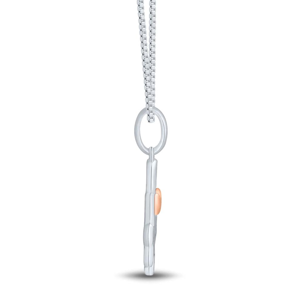 Mother Puzzle Piece Diamond Accent Pendant in Sterling Silver &amp; 14K Rose Gold – Image 2 of 3