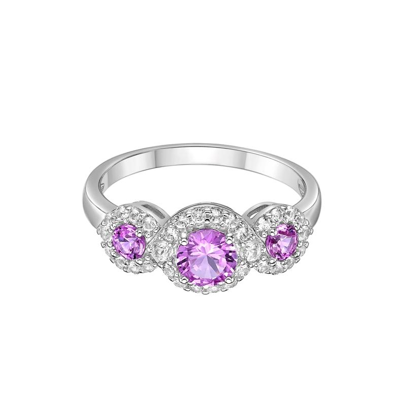 Lab-Created Multi-Gemstone Ring in Sterling Silver – Image 1 of 3