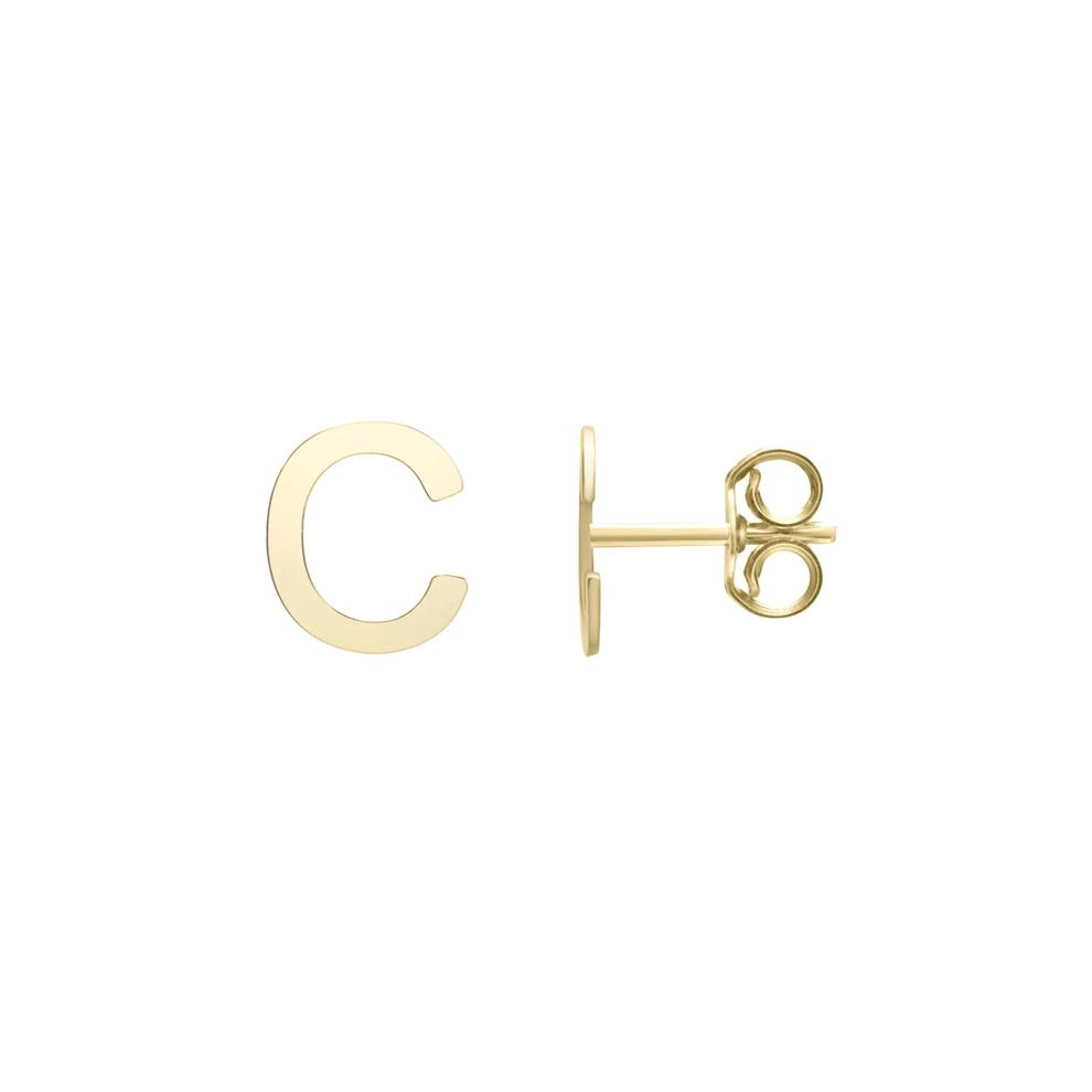 Initial Stud Earrings Letter &ldquo;C&rdquo; in 14K Yellow Gold – Image 1 of 1