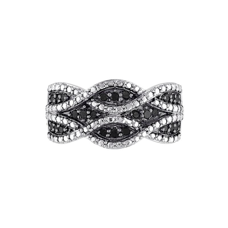 Black Diamond Woven Ring in Sterling Silver &#40;1/4 ct. tw.&#41; – Image 1 of 3