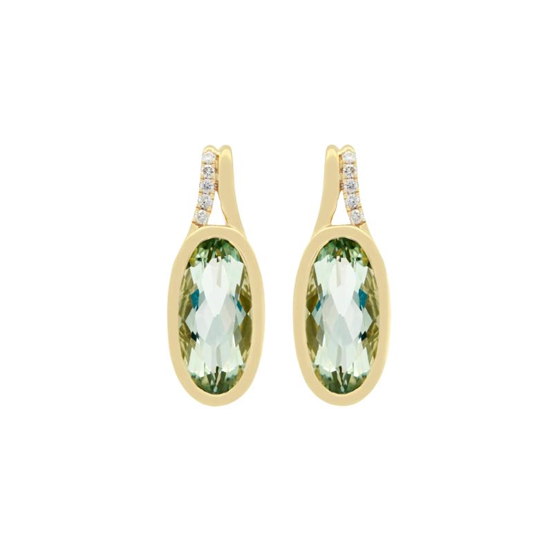 Green Amethyst and Diamond Accent Earrings in 10K Yellow Gold – Image 2 of 2