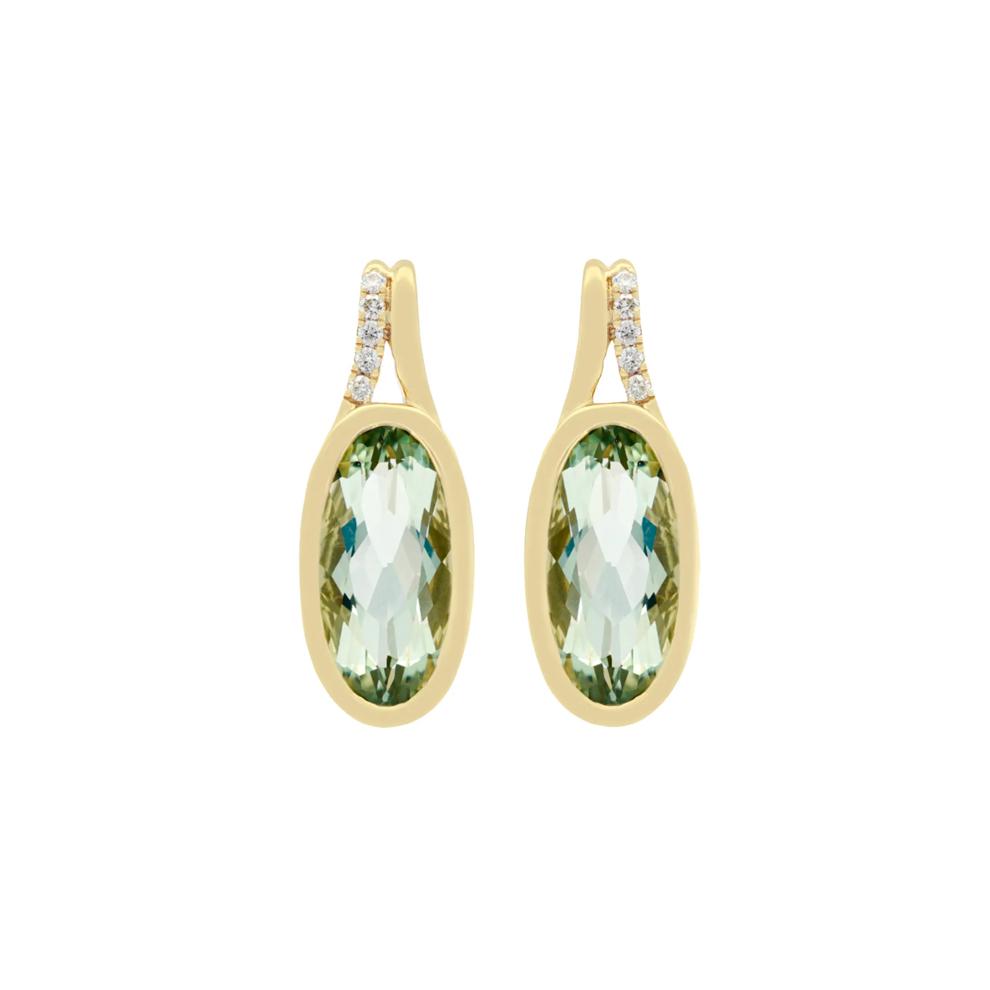 Green Quartz and Diamond Accent Earrings in 10K Yellow Gold – Image 2 of 2