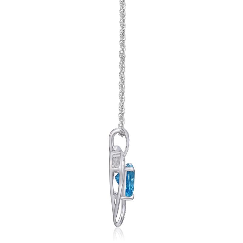 Blue Topaz &amp; Lab-Created White Sapphire Heart Pendant in Sterling Silver – Image 2 of 3