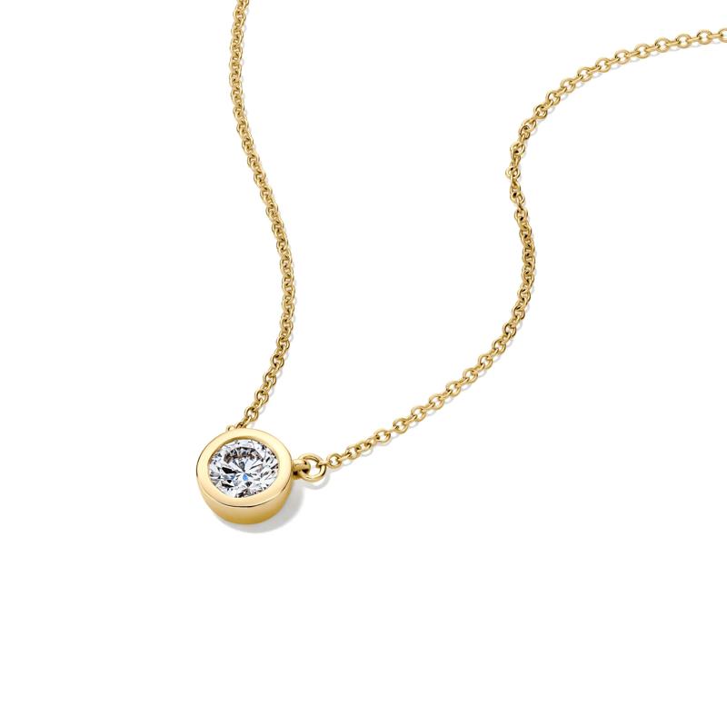 Lab Grown Diamond Bezel-Set Solitaire Pendant in 14K Yellow Gold (1/2 ct. tw.) – Image 4 of 4
