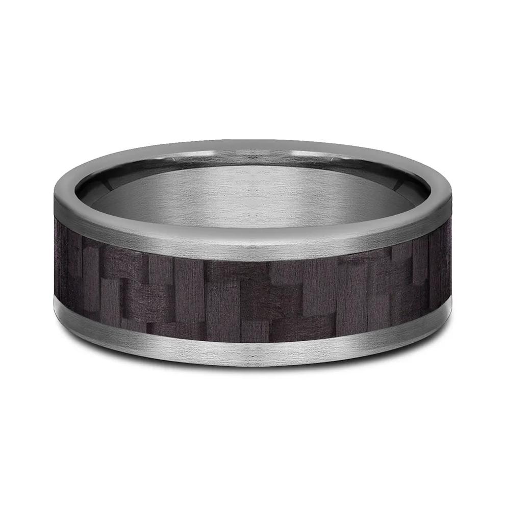 Men's Carbon Fiber Center Band in Tantalum, 8MM – Image 1 of 3