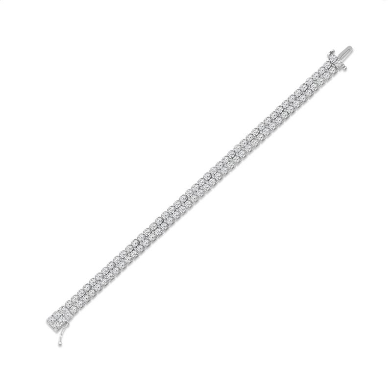 Lab Grown Diamond Double Row Tennis Bracelet in 14K White Gold &#40;10 ct. tw.&#41; – Image 2 of 3