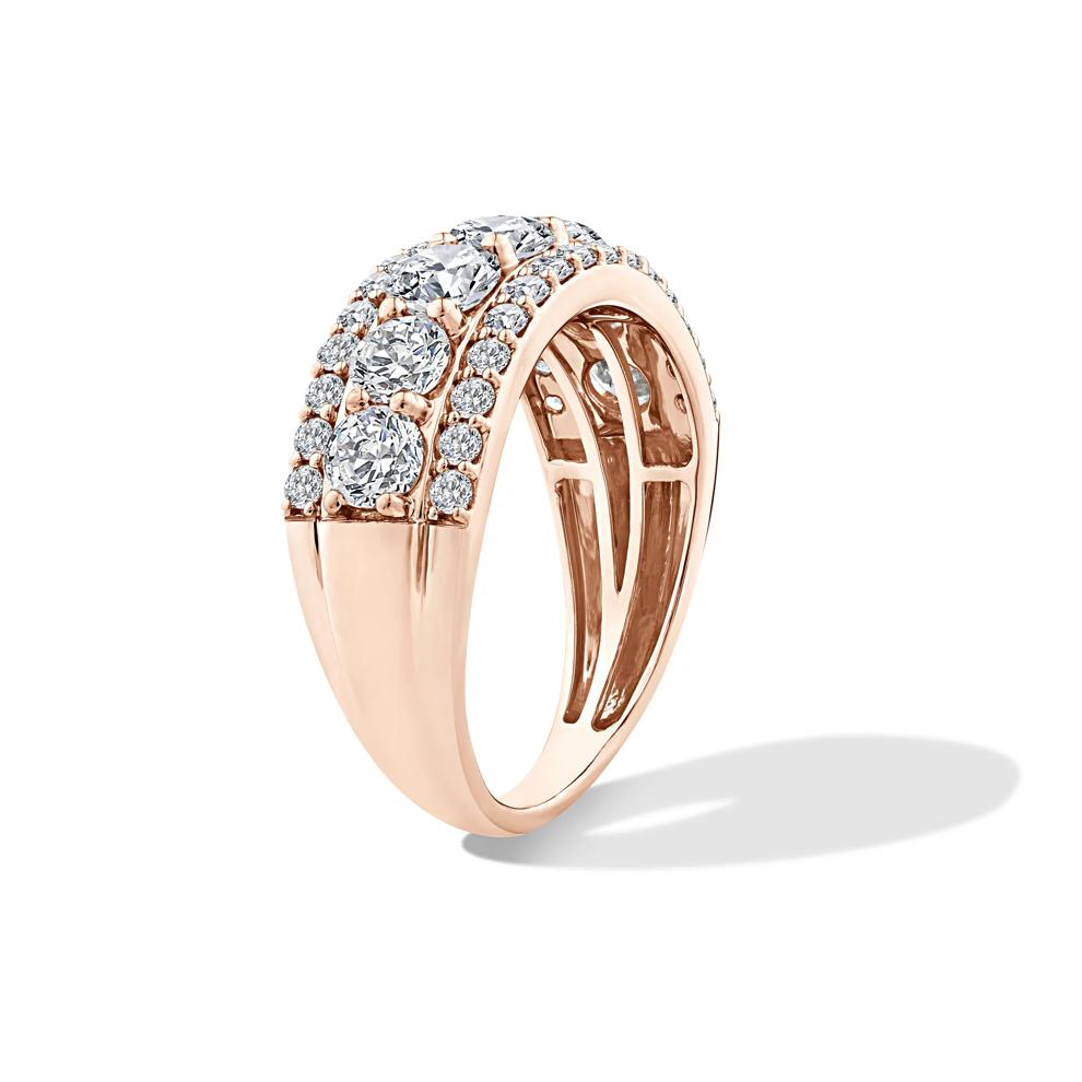Lab Grown Diamond Round Center Multi-Row Band in 10K Rose Gold (2 ct. tw.) – Image 3 of 4