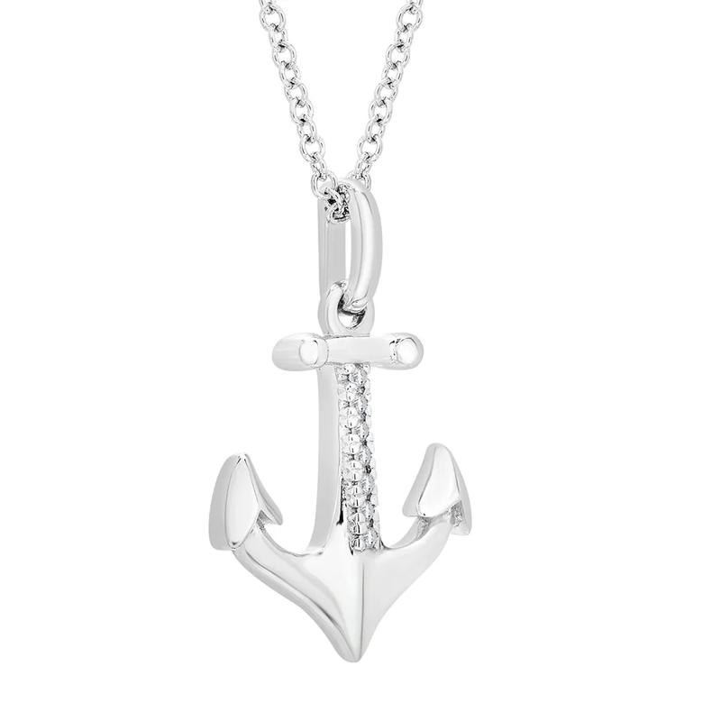 Diamond Anchor Pendant in Sterling Silver – Image 3 of 4