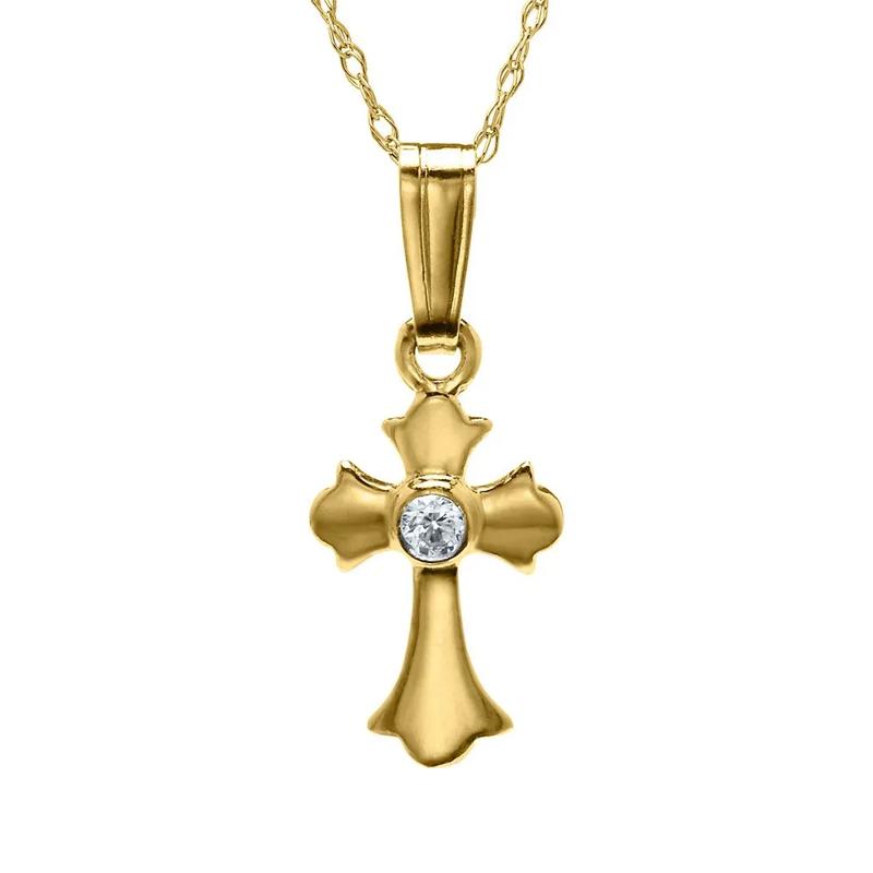 Children&#39;s Cross Pendant in 14K Yellow Gold – Image 1 of 1
