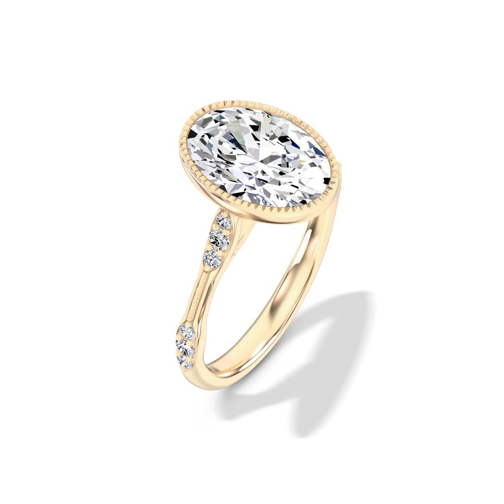 Lab Grown Diamond Oval Milgrain Bezel Engagement Ring in 14K Yellow Gold (3 1/8 ct. tw.) – Image 4 of 4