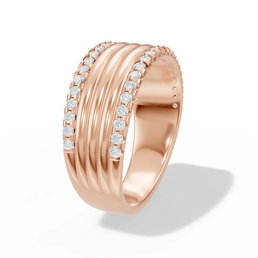 Lab Grown Diamonds Ribbed Multi-Row Band in 10K Rose Gold (3/8 ct. tw.) – Image 3 of 4
