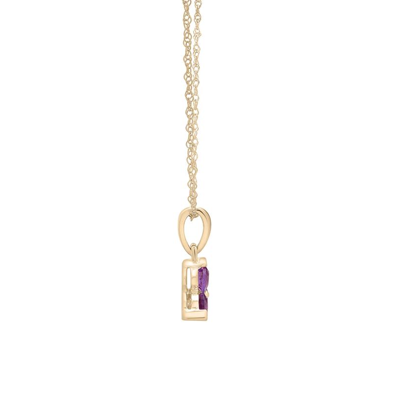 Amethyst Three-Stone Triangle Birthstone Pendant in 10K Yellow Gold – Image 2 of 4