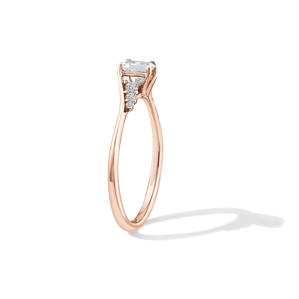 Lab Grown Diamond Emerald Center Promise Ring in 10K Rose Gold (3/8 ct. tw.) – Image 3 of 4