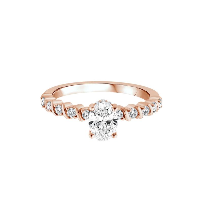 Lab Grown Oval Diamond Engagement Ring in 10K Rose Gold &#40;1 ct. tw.&#41; – Image 1 of 3