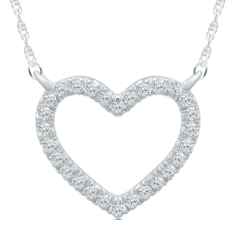 Diamond Heart Pendant in 10K White Gold &#40;1/10 ct. tw.&#41; – Image 1 of 3