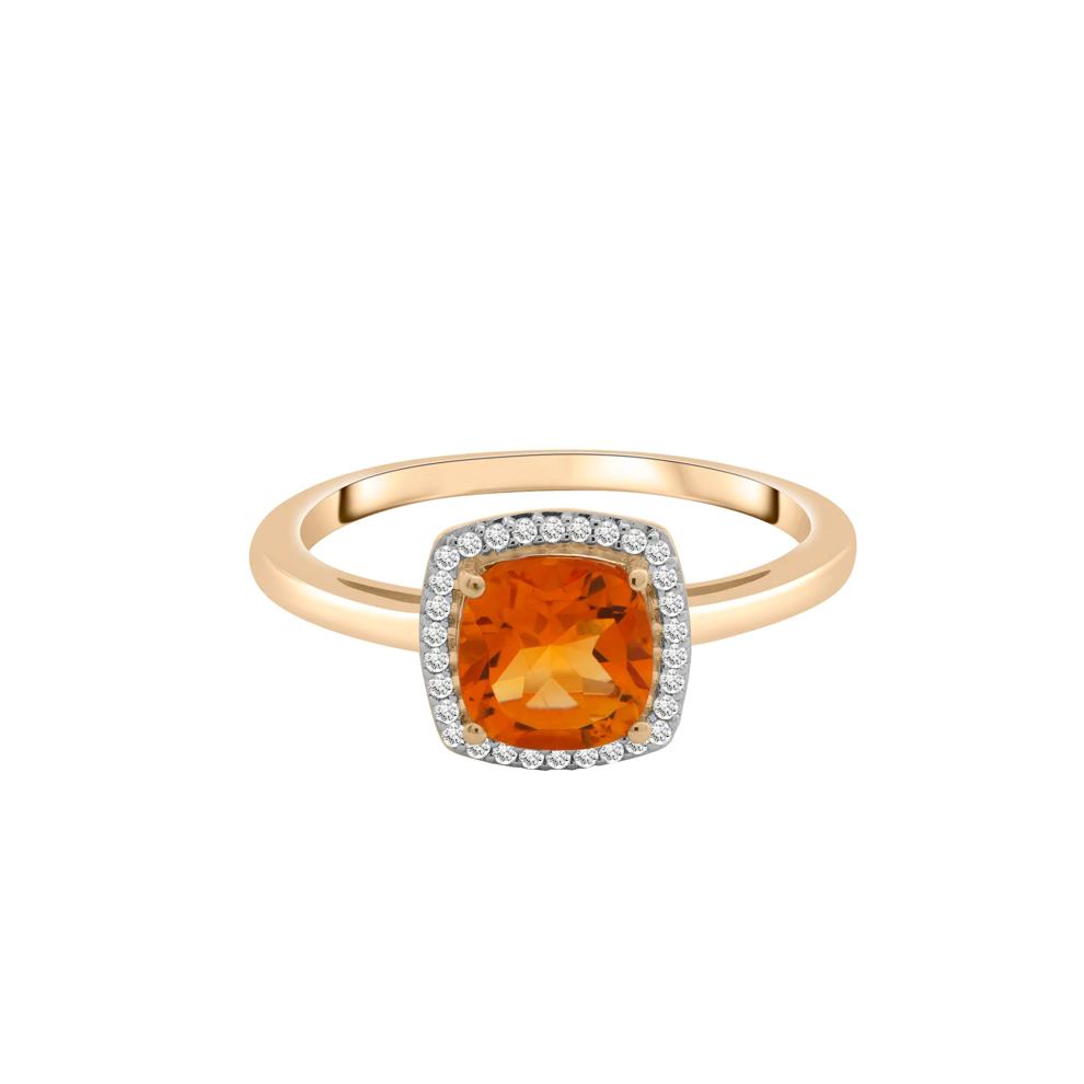 Citrine and Diamond Halo Ring in 10K Yellow Gold (1/10 ct. tw.) – Image 1 of 5