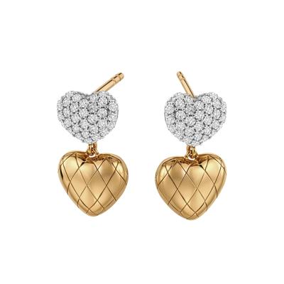 Lab-Created White Sapphire Quilted Heart Drop Earrings in Vermeil