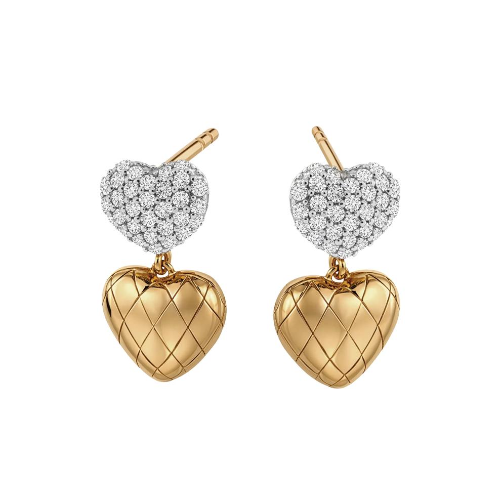 Lab-Created White Sapphire Quilted Heart Drop Earrings in Vermeil – Image 1 of 2