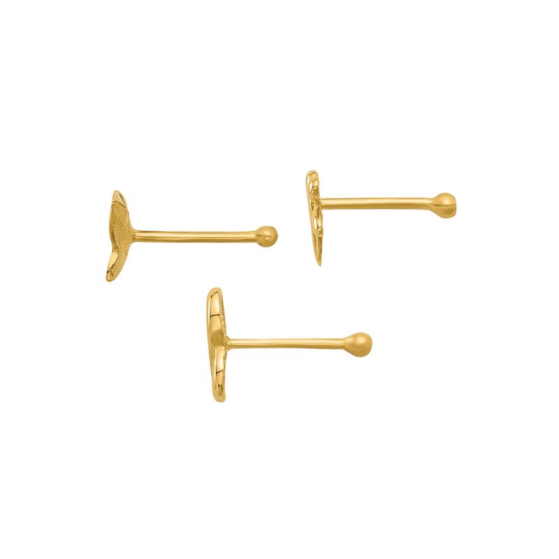 Polished Infinity Symbol, Dragonfly and Butterfly Nose Stud Set in 14K Yellow Gold, 22 Gauge – Image 2 of 3