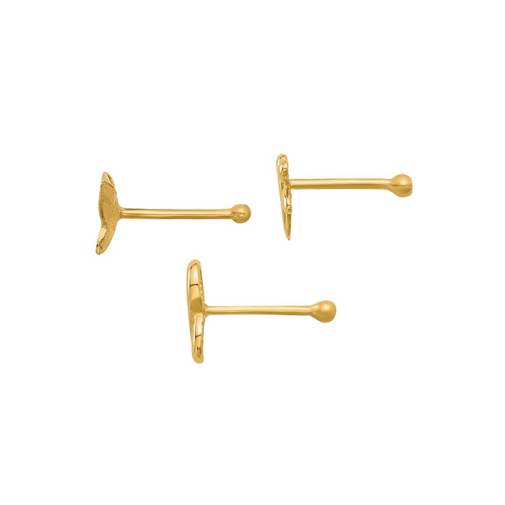 Polished Infinity Symbol, Dragonfly and Butterfly Nose Stud Set in 14K Yellow Gold, 22 Gauge – Image 2 of 3