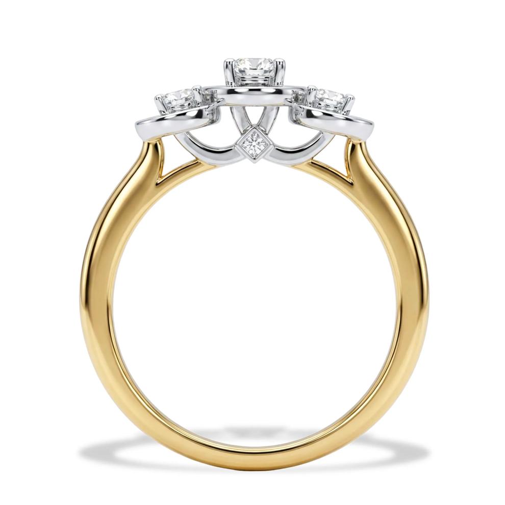 Diamond Oval Center Three-Stone Engagement Ring in 14K Yellow &amp; White Gold (5/8 ct. tw.) – Image 2 of 4