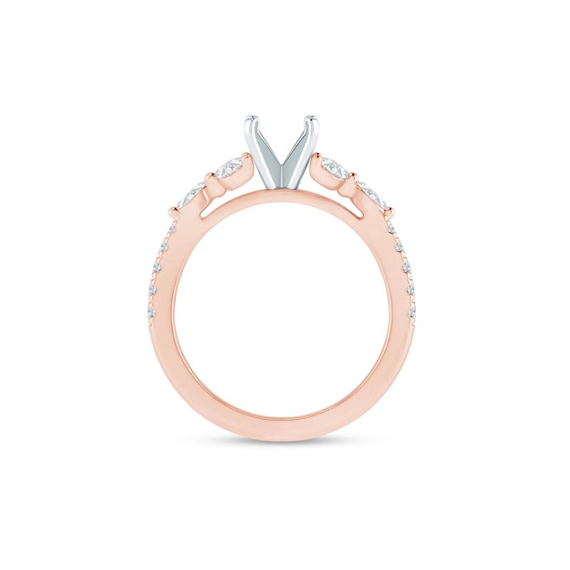 Diamond Semi-Mount Engagement Ring in 14K Rose &amp; White Gold &#40;1/3 ct. tw.&#41; &#40;Setting Only&#41; – Image 4 of 6