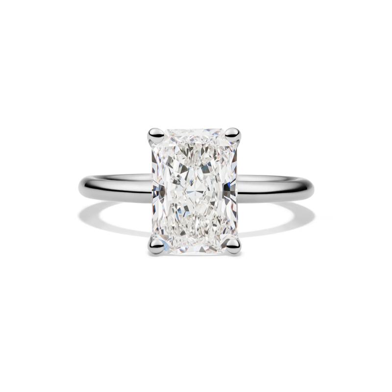Lab Grown Diamond Radiant-Cut Solitaire Ring in 14K White Gold &#40;3 ct.&#41; – Image 1 of 4