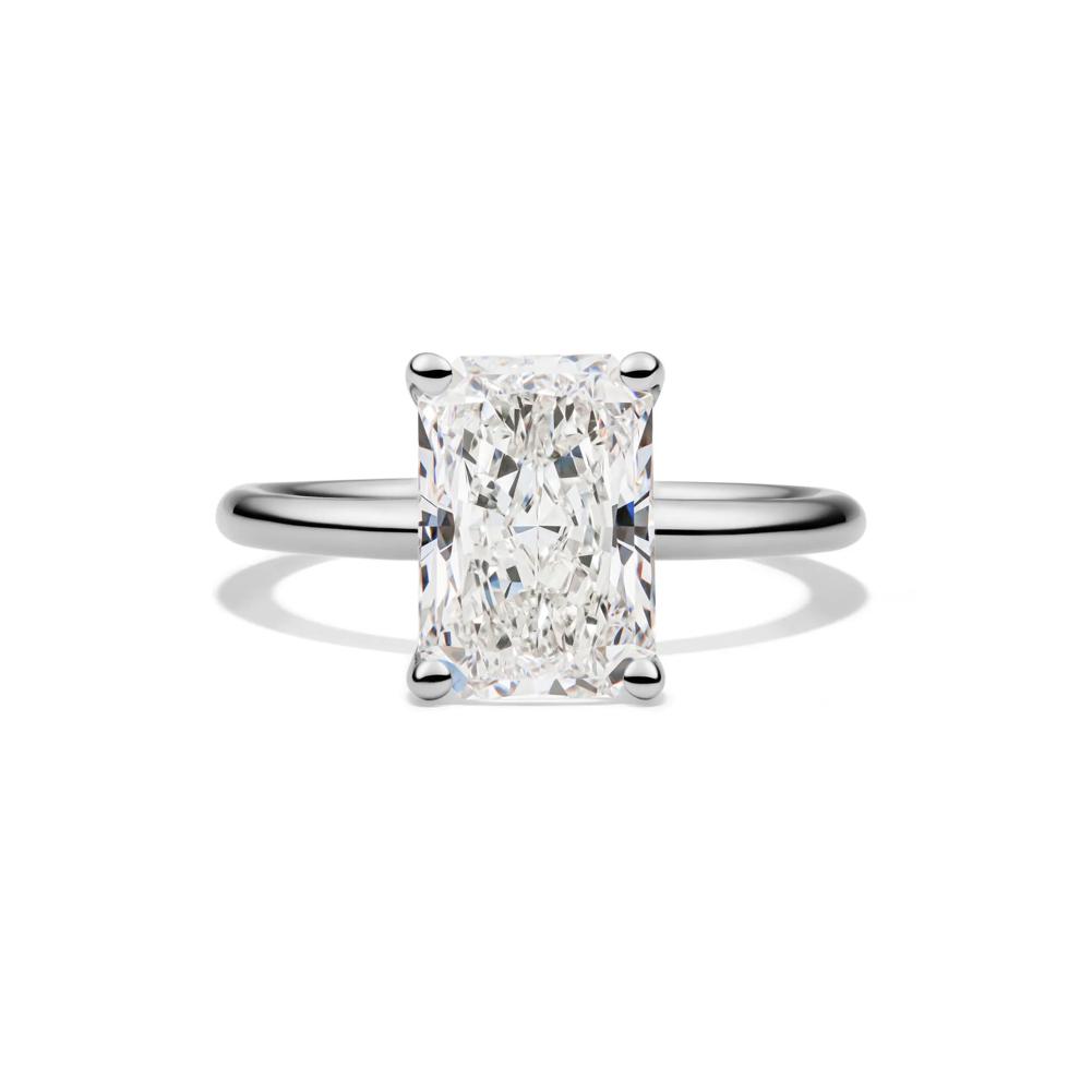 Lab Grown Diamond Radiant-Cut Solitaire Ring in 14K White Gold (3 ct.) – Image 1 of 4