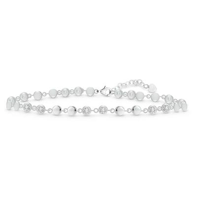 Diamond Accent Bezel Illusion Disc Bracelet in Sterling Silver, 7"