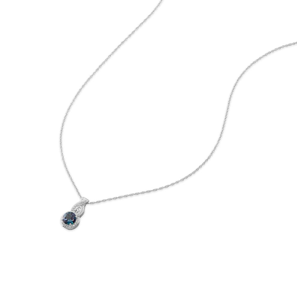 Lab Created Alexandrite &amp; White Sapphire Pendant in Sterling Silver – Image 3 of 4