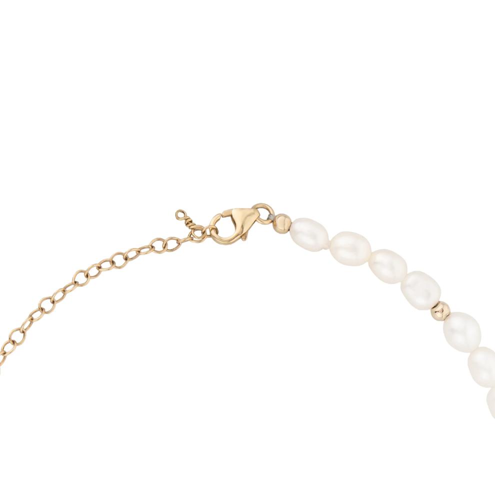 Freshwater Cultured Pearl &amp; Bead Necklace in 10K Yellow Gold, 18" – Image 2 of 4