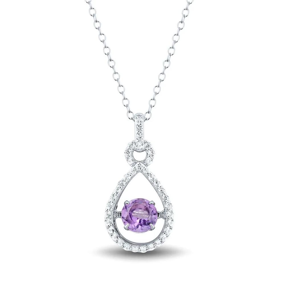The Beat of Your Heart&amp;#174; Amethyst &amp; Lab Created White Sapphire Pendant in Sterling Silver – Image 1 of 1