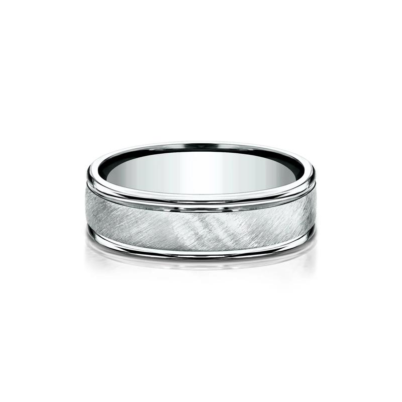Men&rsquo;s Satin Wedding Band in 14K White Gold, 6MM – Image 1 of 3