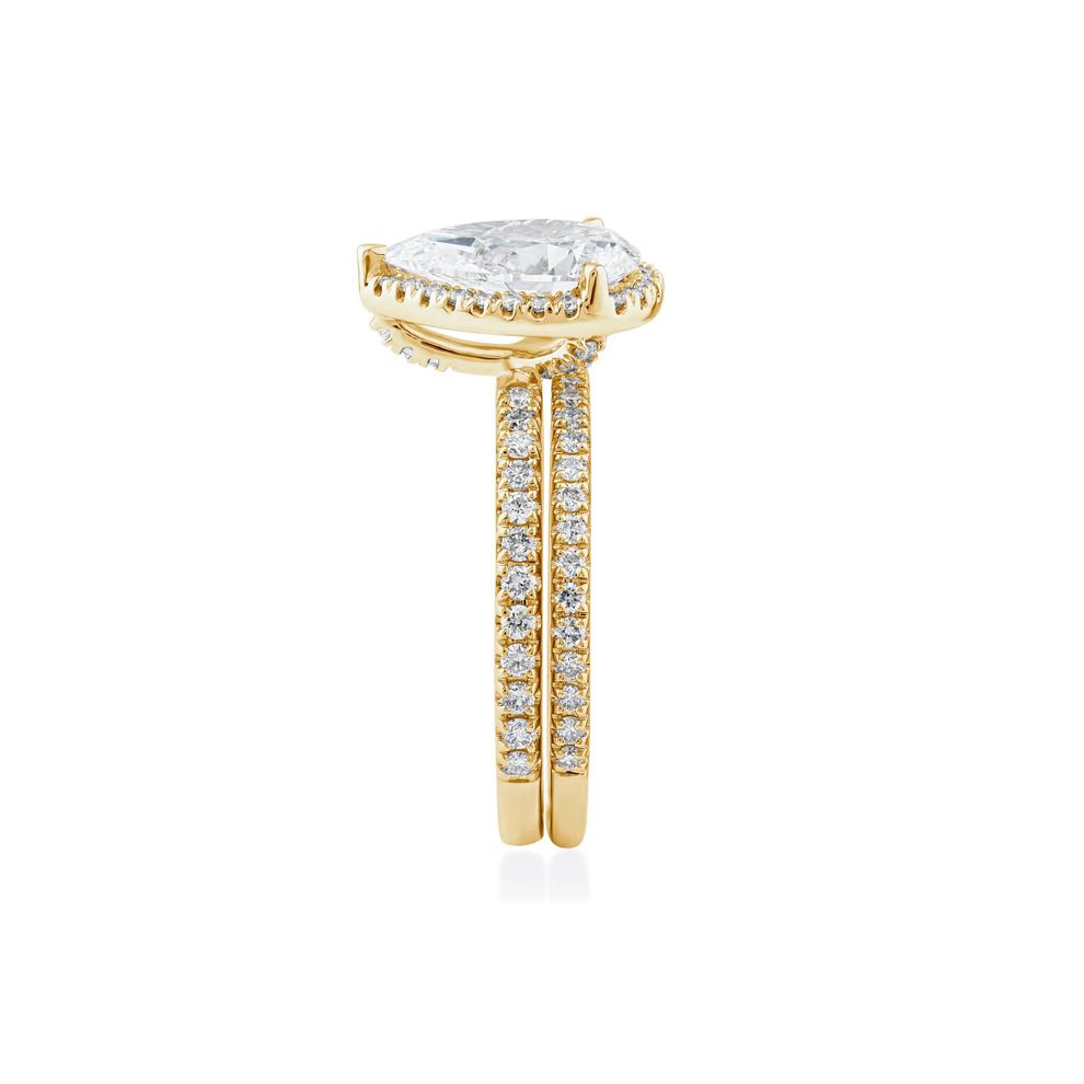 Lab Grown Diamond Pear-Shaped Halo Bridal Set in 14K Yellow Gold (2 3/4 ct. tw.) – Image 3 of 3