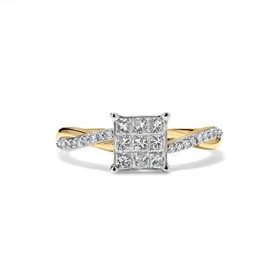 Diamond Princess-Cut Quad Composite Engagement Ring in 10K Yellow Gold (1/2 ct. tw.)