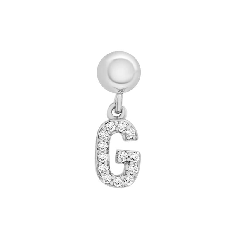 Diamond Accent G Initial Bead Charm in Sterling Silver – Image 1 of 3