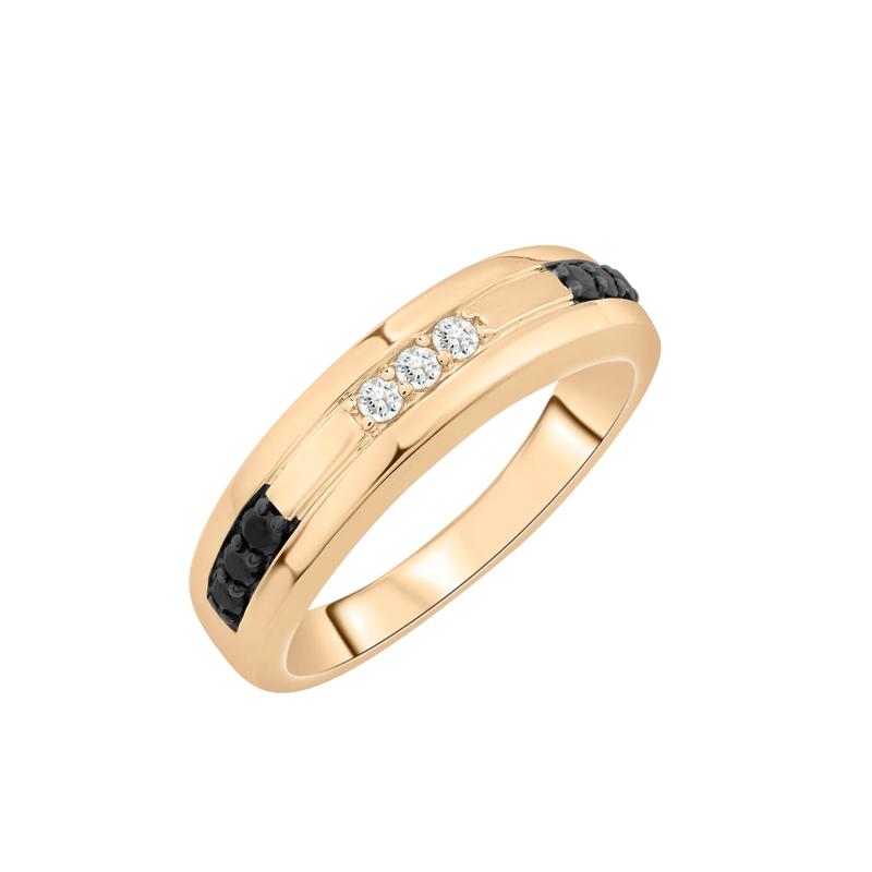 Men&#39;s Black and White Diamond Band in 10K Yellow Gold &#40;1/4 ct. tw.&#41; – Image 5 of 5
