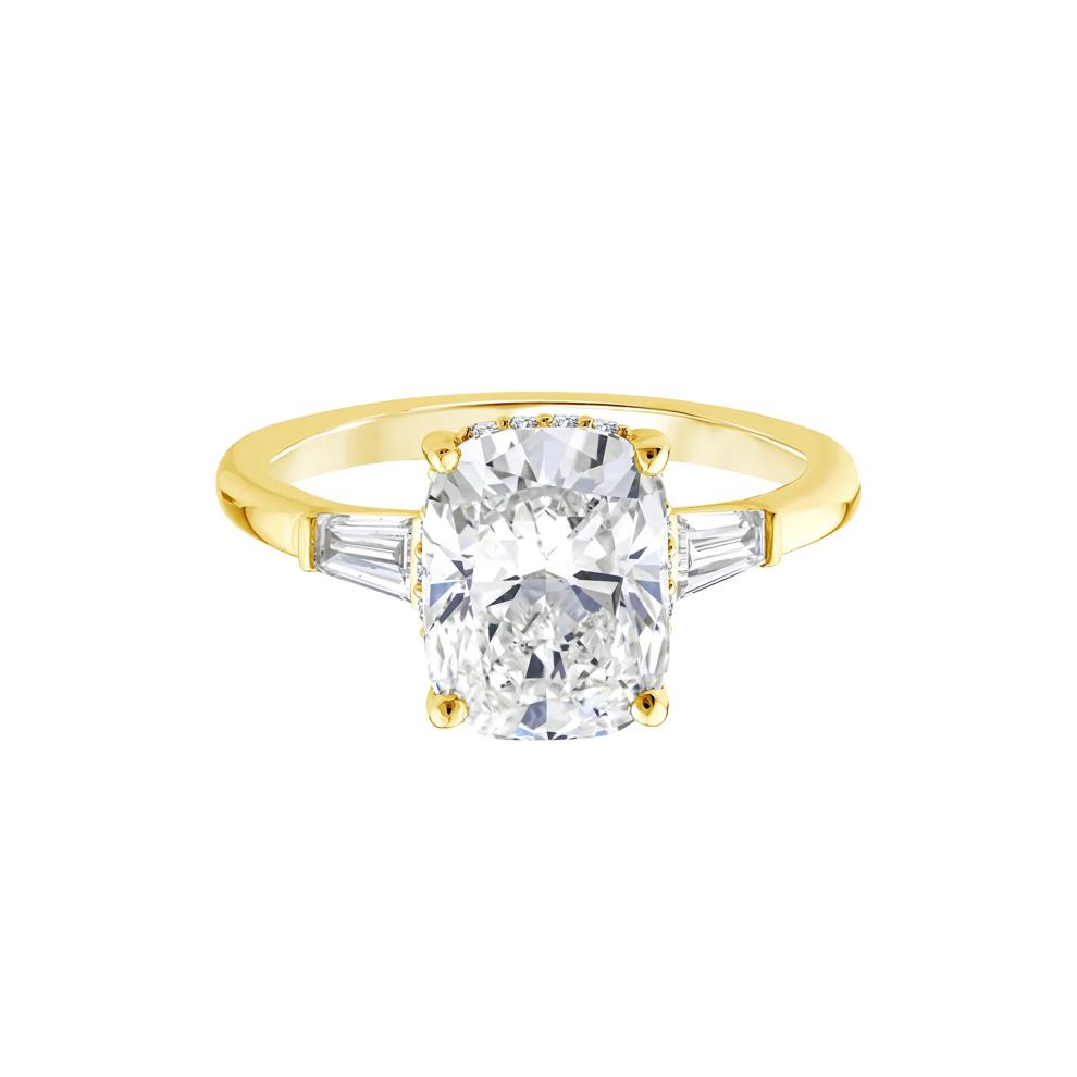 Lab Grown Cushion-Cut Diamond Engagement Ring in 14K Yellow Gold (3 3/8 ct. tw.) – Image 1 of 3