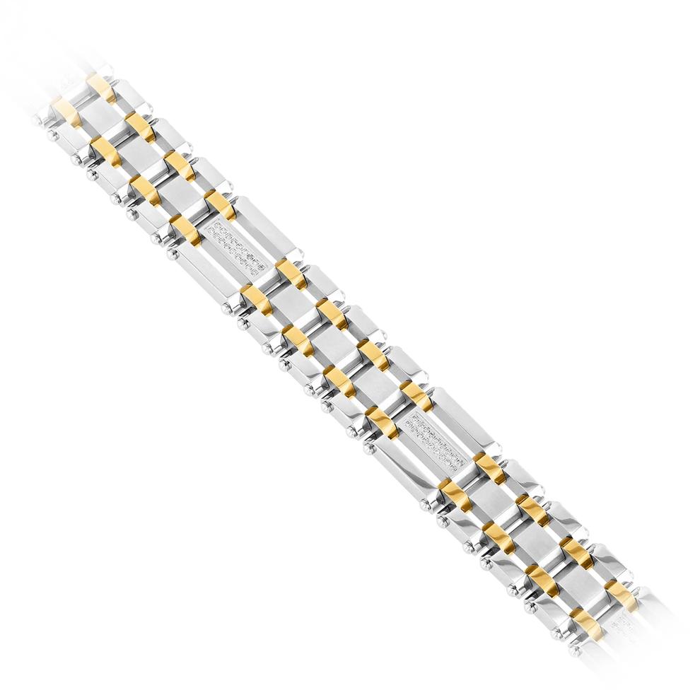 Diamond Stainless Steel Bracelet with Yellow Ion Plating, 8.5&rdquo; (1/4 ct. tw.) – Image 2 of 3
