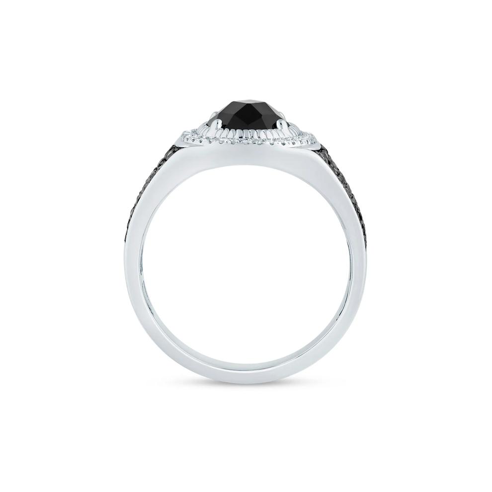 Men's Onyx Ring with Black and White Diamonds in Sterling Silver (7/8 ct. tw.) – Image 2 of 3