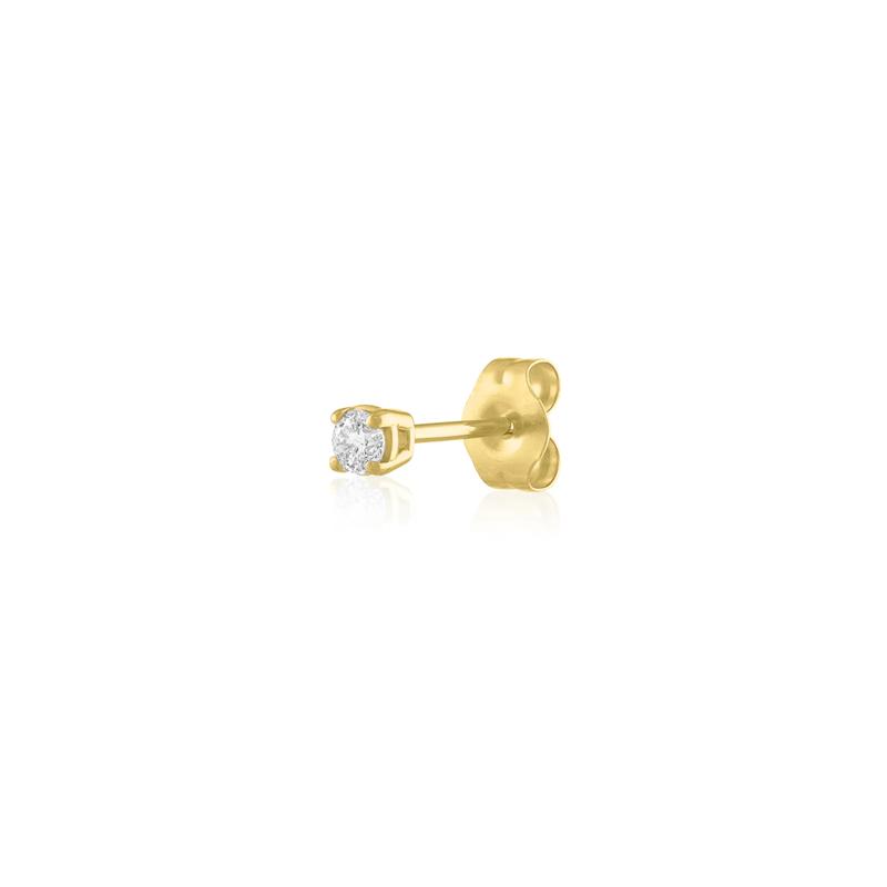 Single Stud Solitaire Diamond Accent Earring in 10K Yellow Gold – Image 2 of 2